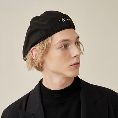 Hat Men's Black Beret Spring and Autumn Reversible Cap Men's Trendy Retro Duck Bill Newsboy Hat
