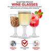 Clear Plastic Wine Glass Recyclable - Shatterproof Wine Goblet - Disposable & Reusable Cups for Champagne, Dessert