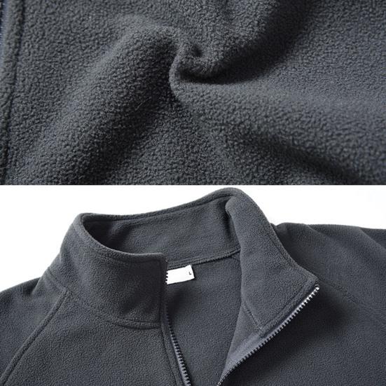 Fall Winter Men Coat Thick Fleece Stand Collar Neck Protection Long Sleeve Zipper Closure Cardigan Warm Pockets Elastic Cuff Men Jacket