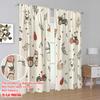 2Pcs,2D Plane Printing Window Curtain Christmas Cute Animal Tractor (4) Versatile Polyester Fabric (Without Rod) Decorations