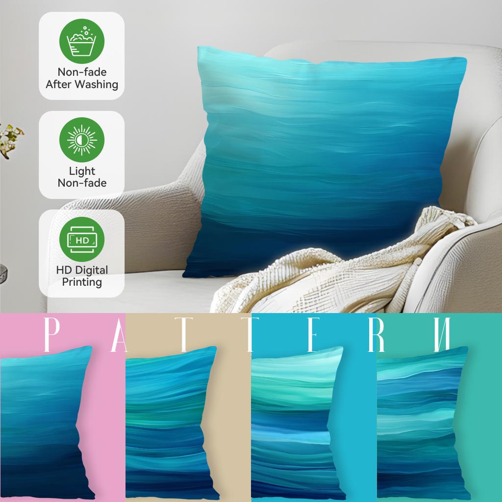 Blue Green Stripes Cushion Pillowcase Printed Polyester 45X45Cm Throw Pillowcover Decorative Sofa Cushion Pillowslip Home Decor