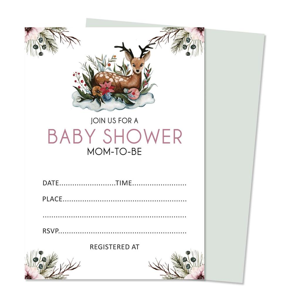 Inkdotpot 30 Fill in Style Baby Shower Invitation Cards-Animals-Gender Neutral-Blank Invites
