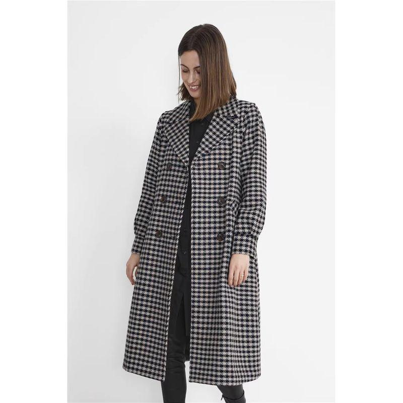 

Export Pure Yuan European Station Classic Houndstooth Elegant Socialite Fall and Winter Side Pocket Single-Breasted Women s Trench Coat Overcoat Dark gray 38