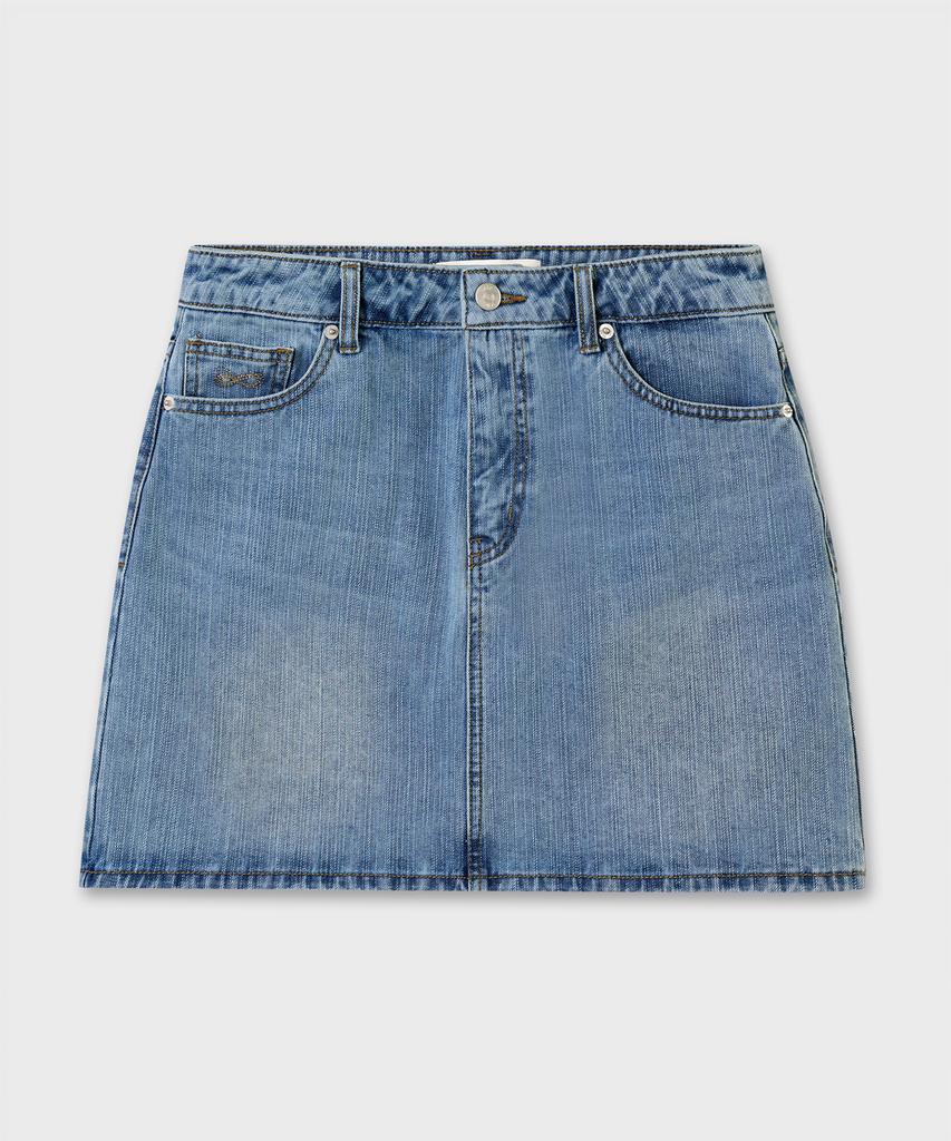 PLAC WOMEN Vintage Washed Denim Mini Skirt Light Blue