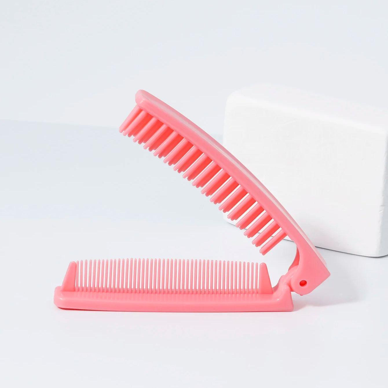 

1pc Portable Travel Folding Hair Brush Compact Pocket Hair Comb Double Headed Anti-static Comb,Special for real hair wigs