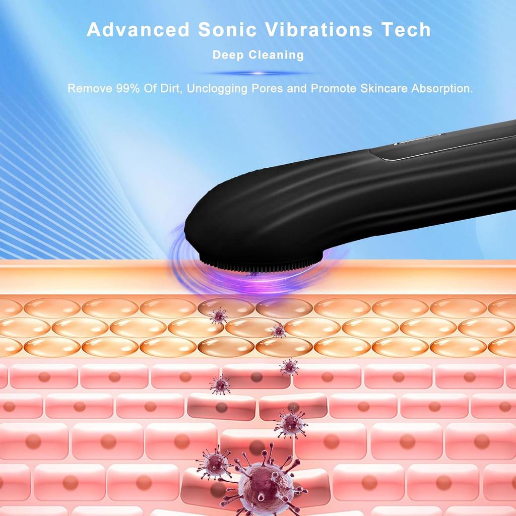 Electric Silicone Face Scrubber Device Sonic Facial Cleansing Wash Brush for Men Women Rechargeable Face Exfoliator for Massage