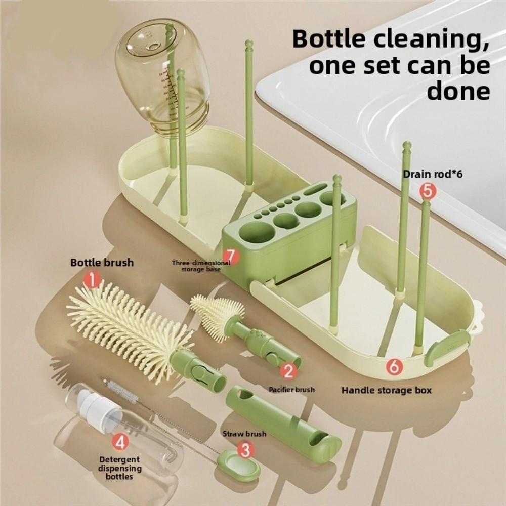 Praktisches Babyflaschenbürsten-Set mit Ständer Waschwerkzeug-Set Hygienisches Flaschentrockengestell Kleinkind