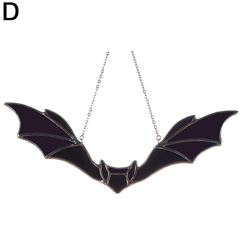 Halloween Bat Stained Glass Suncatcher Window Hanging Acrylic Wall Art Suncatcher Decor Household Halloween Bat Decoration