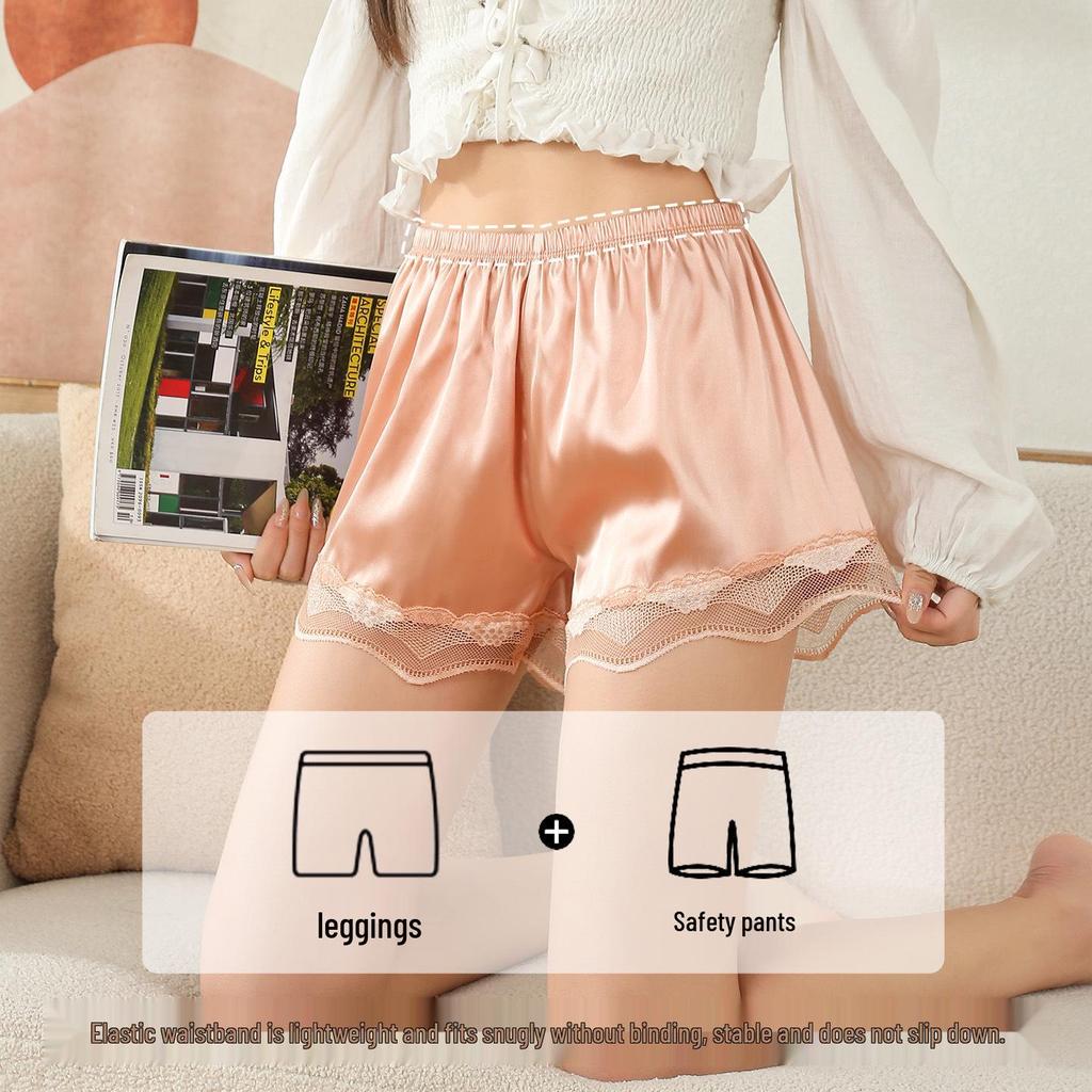 Women's Plus Size Lace Trim Anti-Exposure Safety Shorts