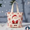 Happy New Year Christmas Gift Bags Cartoon Santa Claus Elk Christmas Tree Tote Canvas Bag Large Capacity Holiday Shopping Bag