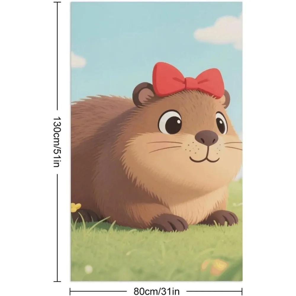 Artistic Cute Capybara Beach Towel, Summer Animal Pattern Quick Dry Absorbent, Large Sandproof Travel Pool Essentials