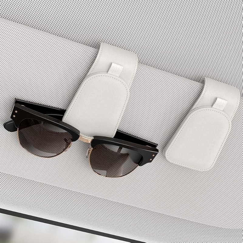 Sotfamily Sunglass Holder for Car Visor, Suede Cloth Magnetic Sunglass Organizer for Car Accessories, 2 Packs, Black