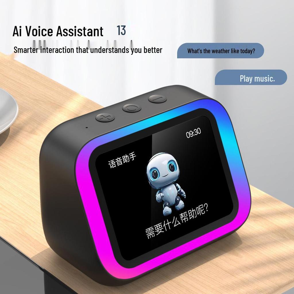 AI Voice Speaker with Hands-free Calling, Music Playback, Photo Album, Time Reporting, Weather Forecast, and Smart Alarm Clock