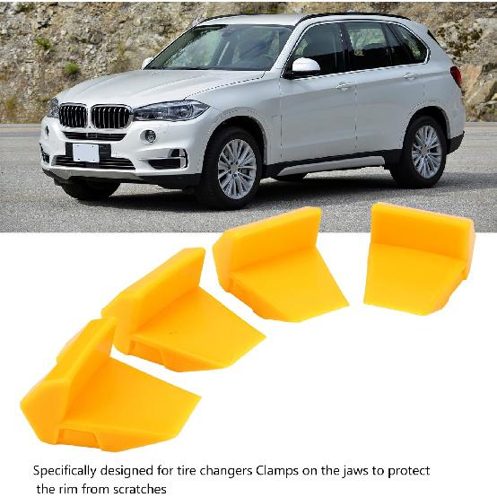 Aramox 4Pcs Tyre Changer Clamping Jaw Protector Yellow Inserts Jaw Clamp Cover Protector Wheel Rim Guard for Tire Changers