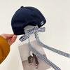 Cotton Bow Strap Baseball Cap Adjustable Plaid Bow Protection Hats Letter Baseball Cap  Holiday
