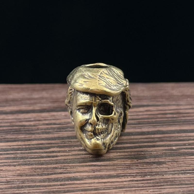 Brass Skull Charm Skull Jewelry Pendant Bead Charm Lanyard Bead Brass Texture Suitable for Bracelets and Keychains