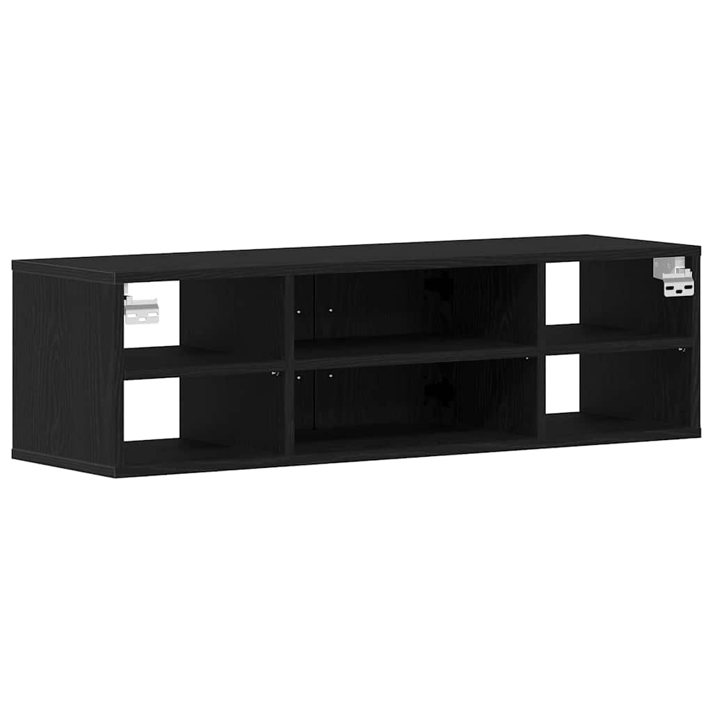 Wall Mounted Shelf In Black Oak Effect 102 X 30 X 29 Cm Engineered Wood