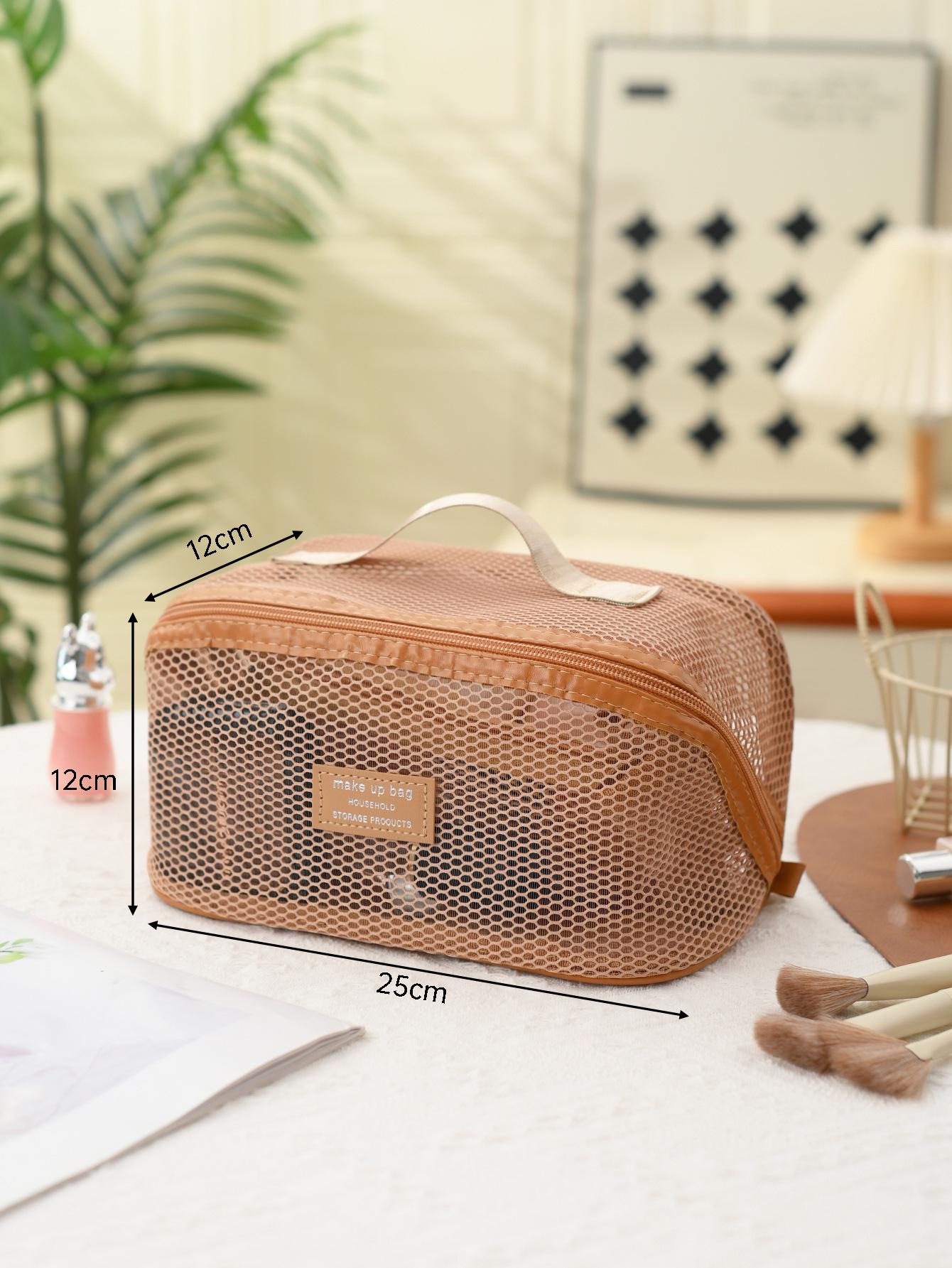 Large Breathable Mesh Cosmetic Bag - Portable Travel Storage