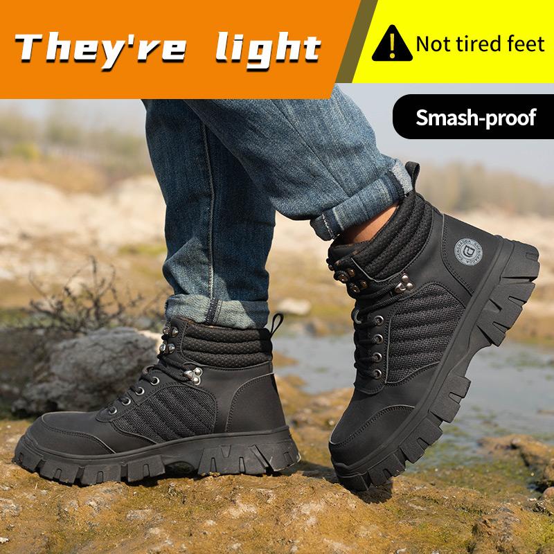 High Quality Platform Boots Safety Shoes for Men Steel Toe Work Shoes Men Anti Smash Safety Indestructible Work Boot Breathable