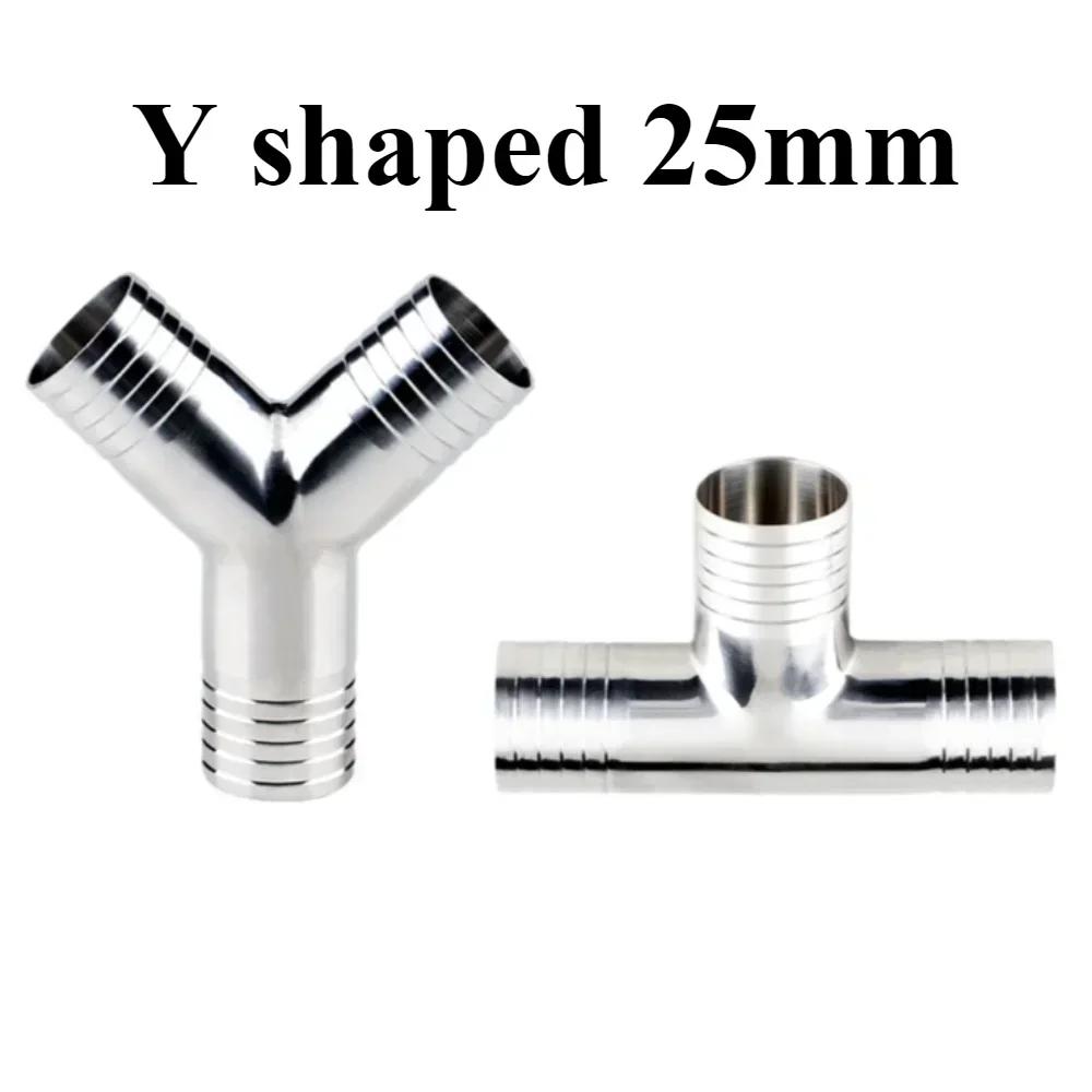 19 25 32 38 45 51 57 63 76 Mm SUS 304 Stainless Steel  Hose Barb Tail Y T Shape 3 Ways Sanitary Pipe Fitting Connector