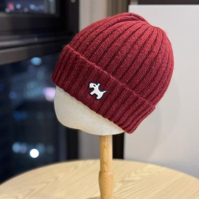 New Embroidered Puppy Knitted Hat for Women In Winter Warm and Cold Proof  Ear Protection  Face Friendly Small Woolen Hat Versatile Cold Hat Trend