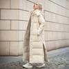 Baumwollmantel Langer Parkamantel Jacke Damen Herbst Winter Dick Warm Mäntel Gewebter Block Trend Kapuze Weiß Daunenparkas