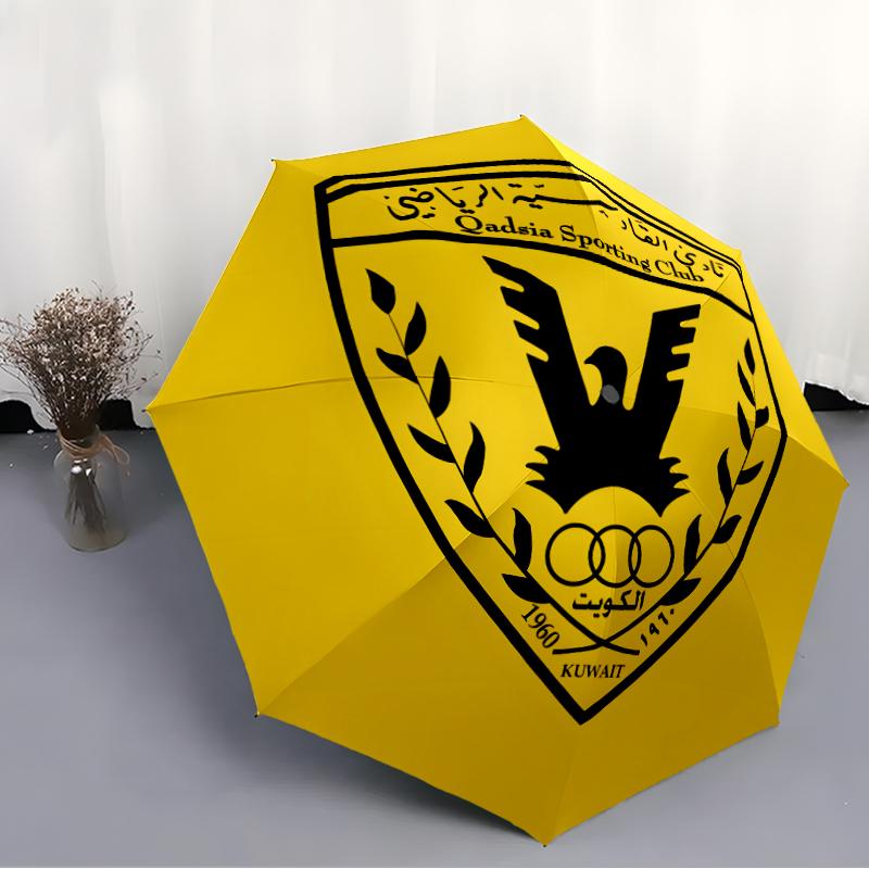 Qadsia Sporting Club Fashionable Automatic Opening/Closing Folding Umbrella. Portable and Foldable, Ideal for Gift, Travel, and Daily Use.