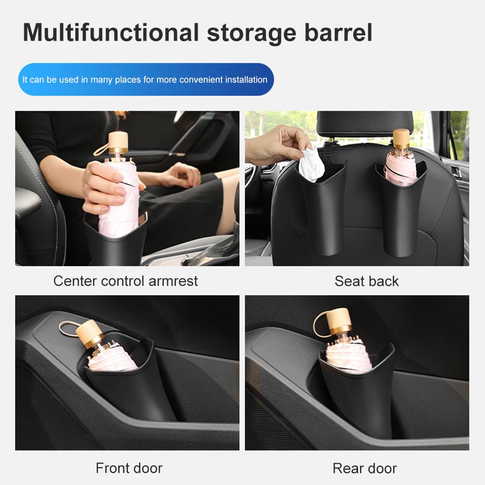 Caja de Almacenamiento Multifuncional para Coche Organizador de Paraguas Cubo Impermeable Auto Colgante Botellero Soporte Respaldo Basura