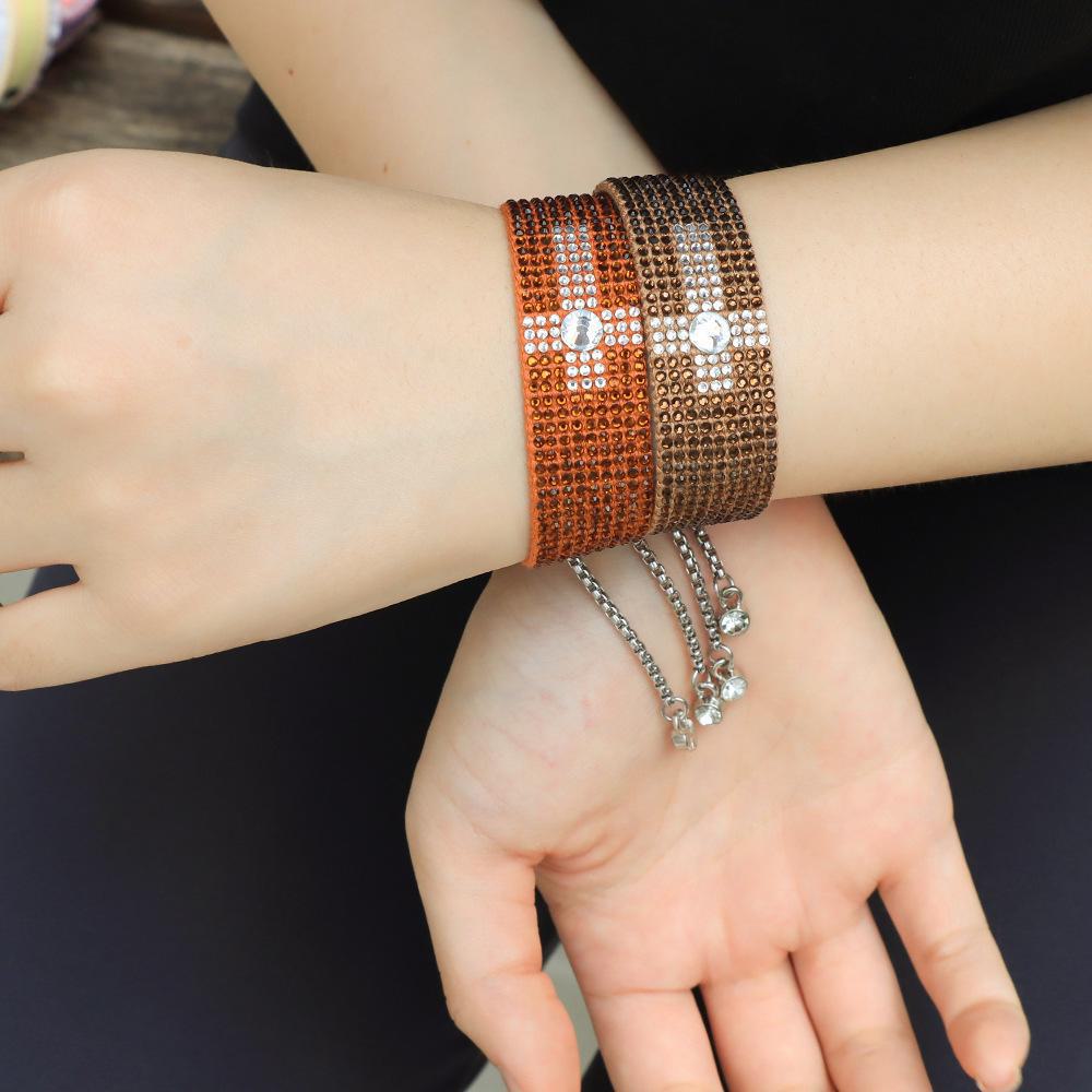 WWJD Rhinestone Cross Braided Bracelet – Hand-Woven, Creative, Adjustable Tail Chain, Diamond-Embellished