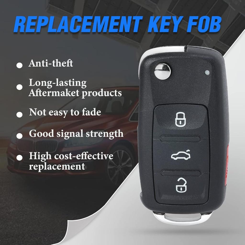 Car Key Fob Keyless Entry Remote Control Replacement for VW Volkswagen Jetta Passat 2017 2018 2019 FCC ID:NBGFS93N P/N:5K0837202BP MQB Chip 3+1