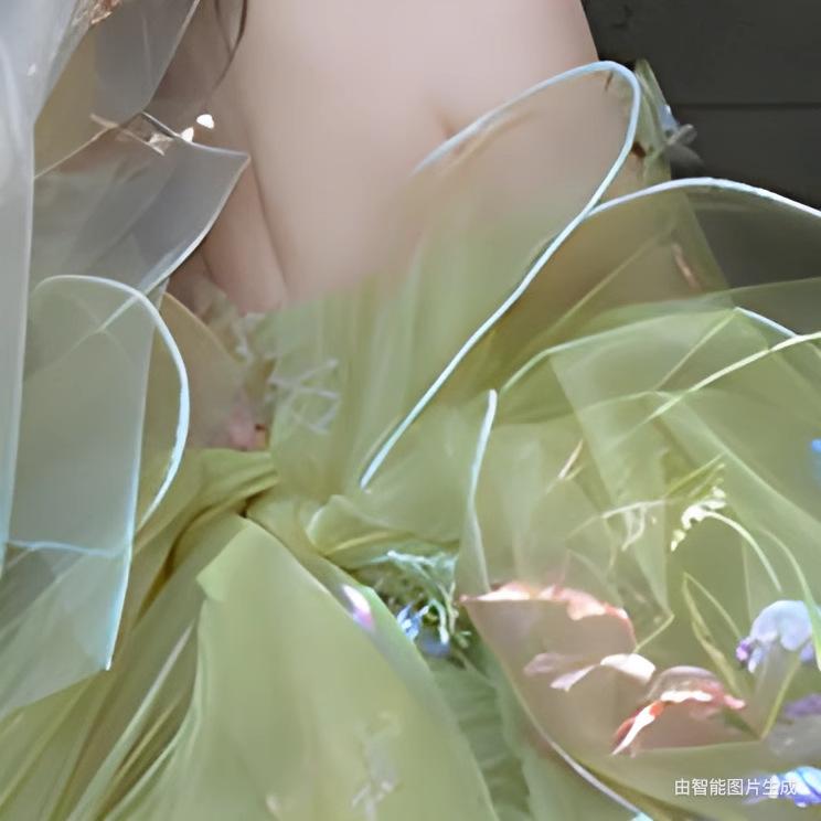 French Flower Fairy Wedding Dress Clothing Korean Travel Photography Light Wedding Dress Green Mori Color Dress