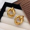 European & American Metal Circle Stud Earrings: Cold Style Tassel Earrings for Women