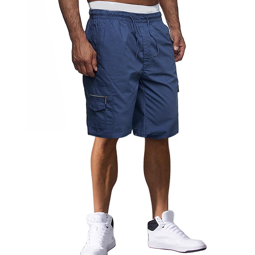 Men's Drawstring Belted Multi-pocket Cargo Shorts