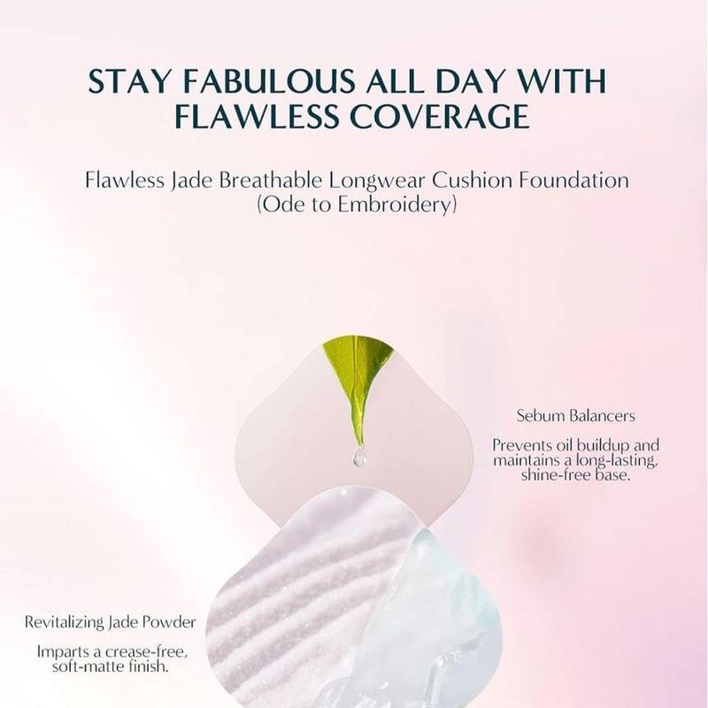Florasis - Flawless Jade Andningsbar Långvarig Cushion Foundation (Ode till broderi) - 3 nyanser