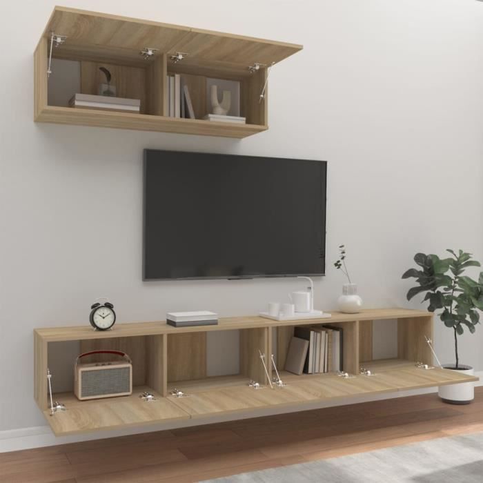 VidaXL Ensemble de meubles TV 3 pcs Chêne sonoma Bois d'ingénierie 3114480