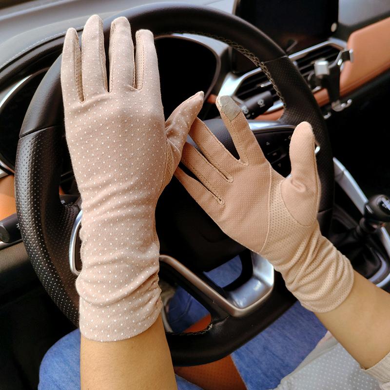 New Fashion Gloves Women Mid-long Summer Cotton Black Print Cycling Thin Touch Screen Bike Car Driving Gloves for Women