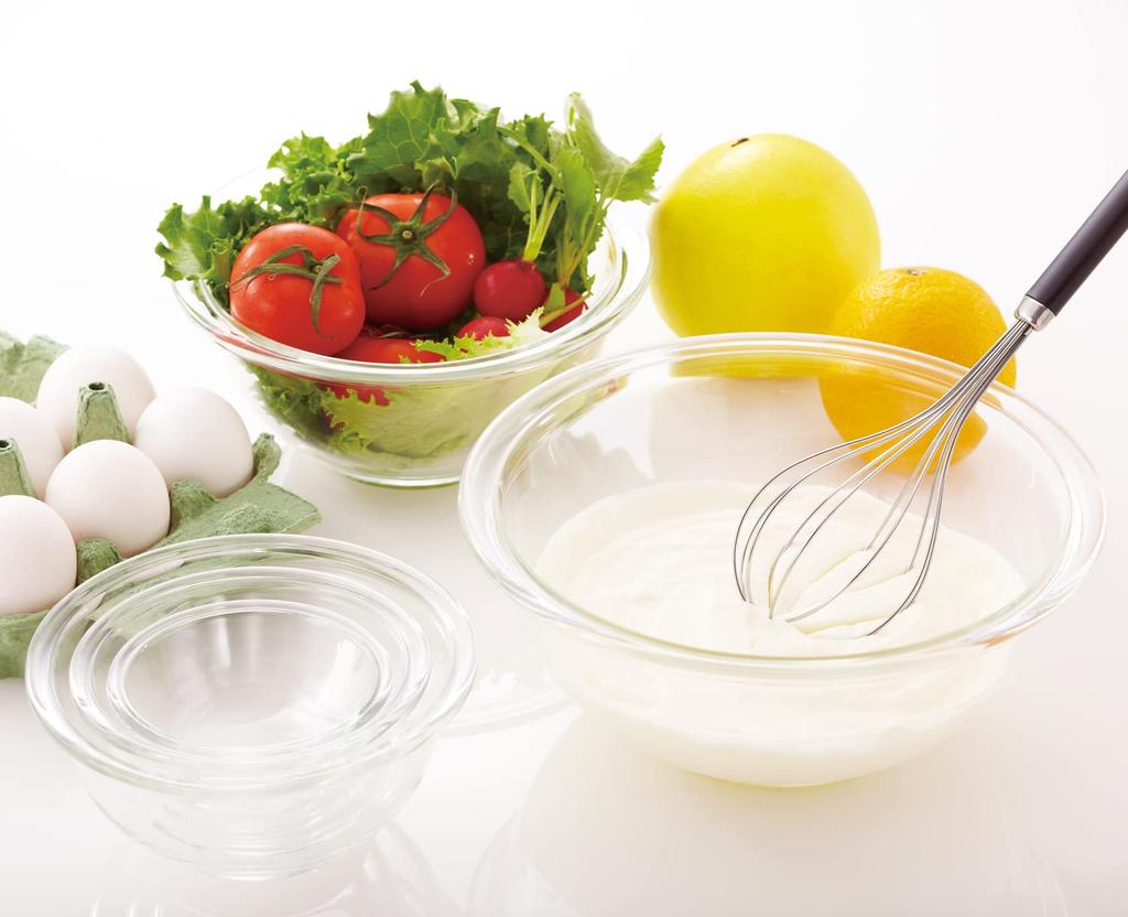 Iwaki AGC Technoglass Glass 900ml 18cm Outer Wide Mouth Design for Easy Low Center of Gravity for BC322 Heat-Resistant Bowl, Round, Capacity,