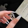 Colorful Series Explosive High-End Oval Index Finger Ring Full Of Diamonds Fashionable Retro Personality Micro-Inlaid Zir*****Pening Ring