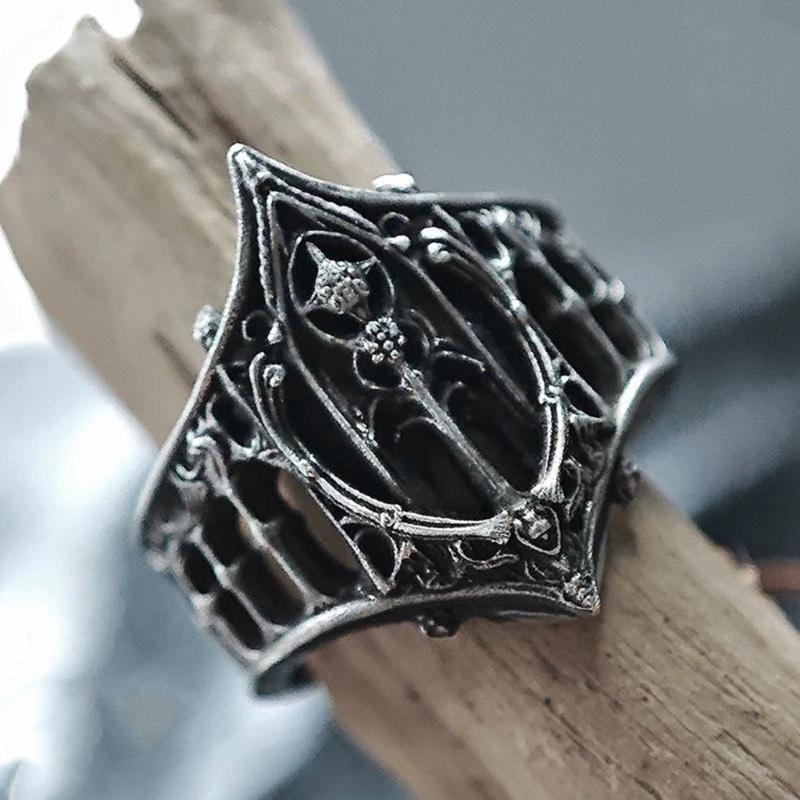 Classical Gothic Jewelry Ring Vintage Inspired Craftsmanship Premium Zinc Alloy Material Multiple Size Options For Daily Occasions