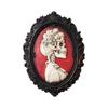 Indoor Hanging Skull Plaque with Ornate Border, Raised Portrait Art and Black Frame for Gallery Wall or Entry Hall Display for Indoor Use