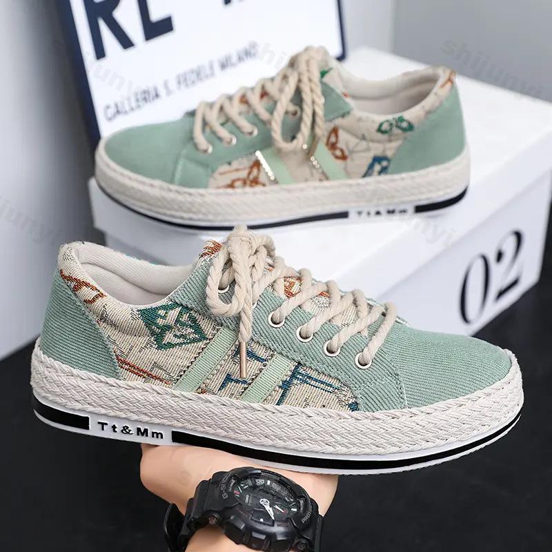 Men's Shoes Fashion Casual Sneakers 2025 Spring New Trendy Korean Lace-Up Comfortable Non Slip Canvas Student Skateboard Shoes