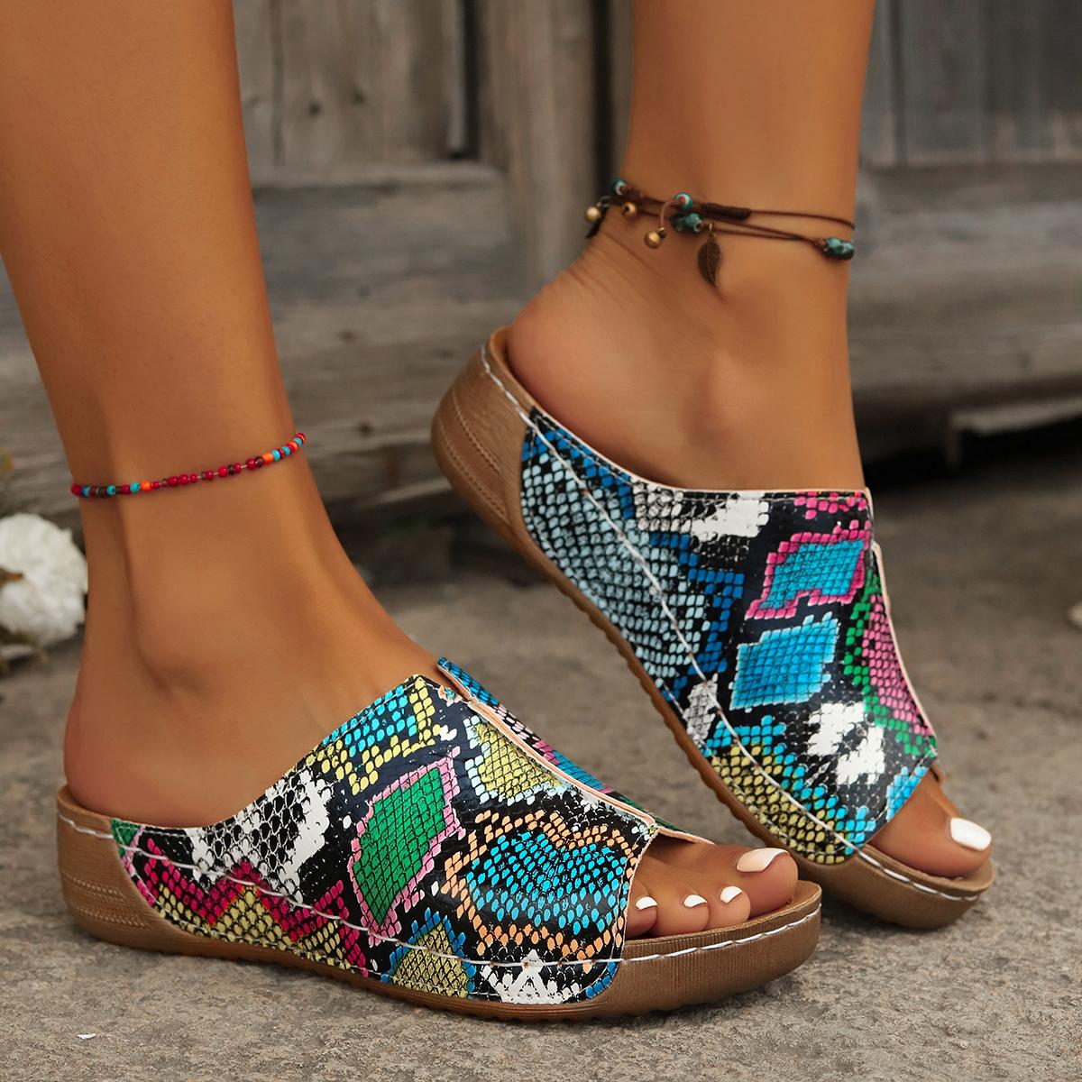 

Женские модные повседневные удобные тапочки на танкетке с леопардовым принтом, хит продаж, новые летние нескользящие женские пляжные тапочки для отпуска 40