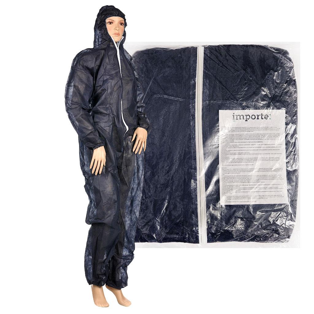 Navy Blue Protective Coverall Nonwoven With Hood 1pc
