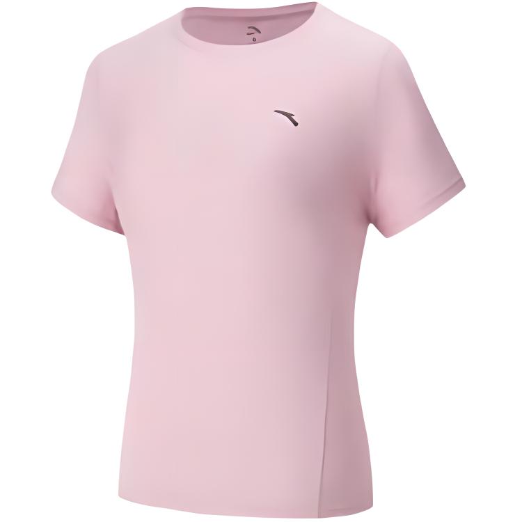 

Anta Womens Training Series Sports Casual Simple Solid Color Short Sleeve Regular T-Shirt Women Tops Soft-Pink 962527112-1 S