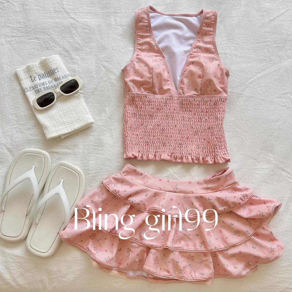 1011 new swimsuit women's split skirt conservative belly and thin small fresh ins wind hot spring vacation swimming