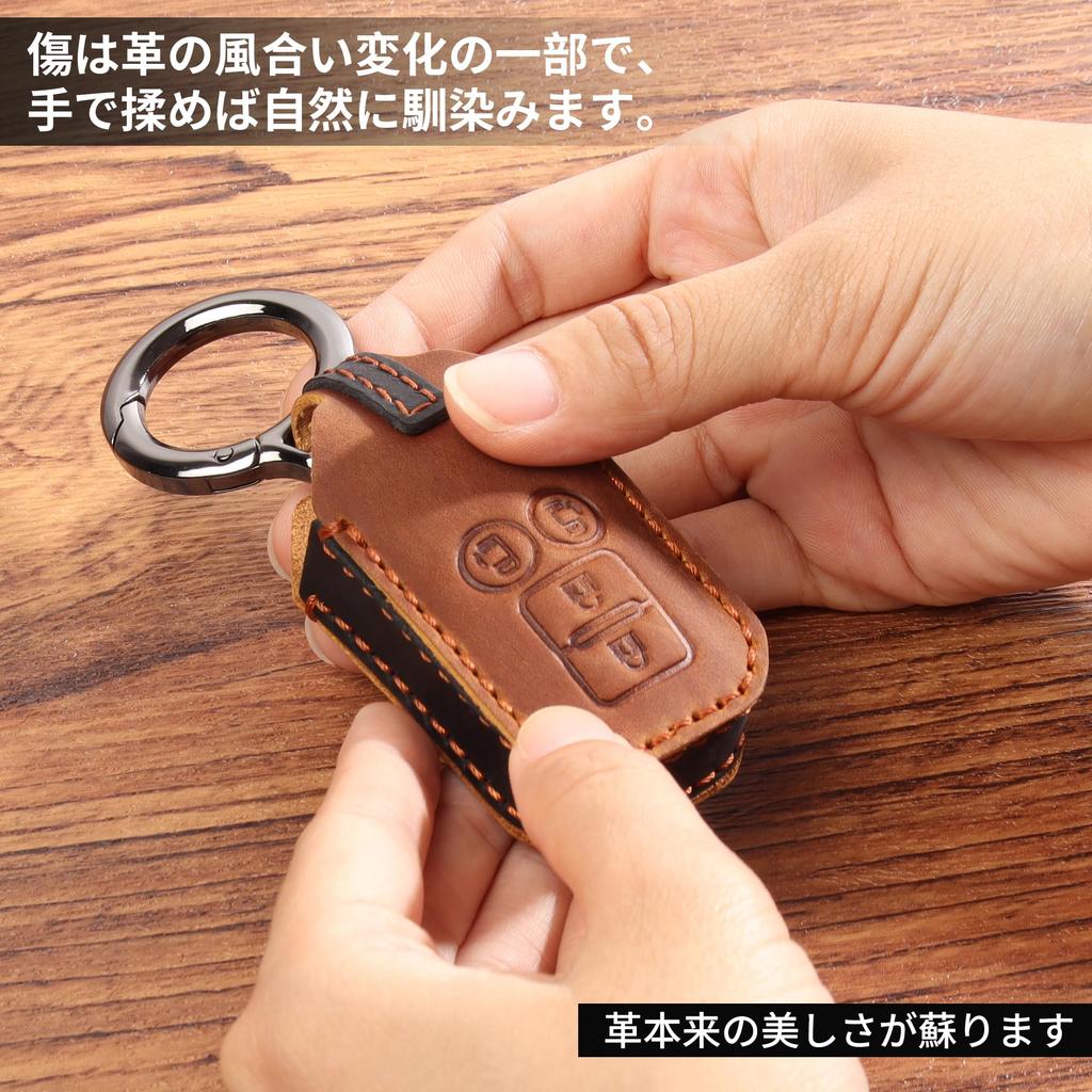 PIMOHI New Spacia Custom Key Case, Genuine Leather, Compatible with Suzuki, Flare Wagon, Smart