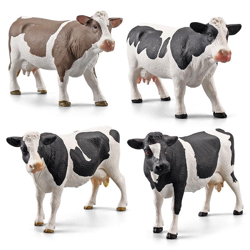 Realistic Cow Model Set: Black & White Cow, Yellow Spotted Cow, Simmental Cow Ornaments