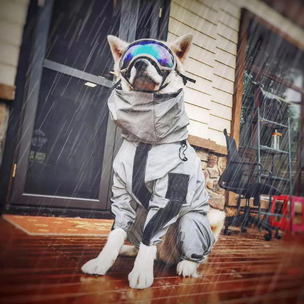 Waterproof Outdoor Large Dog Raincoat Reflective Sunscreen Jacket Pet Hoodie Medium-Large Size Clothes Raincoat Jumpsuit