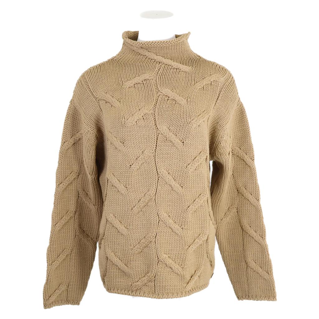 Chanel [Good condition/Domestic Regular Product] 99A P13655V00633 Cable Turtleneck Knit Sweater/ Tops 38 BrownUsed