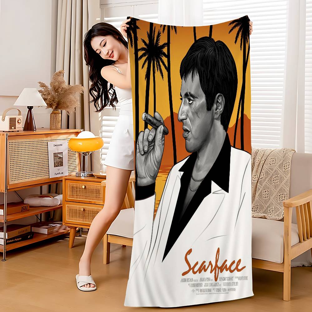 Classic Film S-Scarface Bath Towel Microfiber Soft Water Absorbing Breathable For Girl Kids Decorative Cartoon Beach Towel